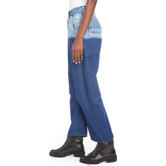 Y's by Yohji Yamamoto Blue Dip Dye High Rise U-Gusset Wide Leg Jeans EUC 2/M/28 - Picture 2 of 12